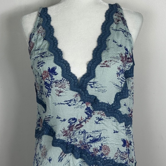 Free People Slip My Mind Trapeze Floral Lace Trim Y2K Shift Dress Womens Large - Picture 6 of 16